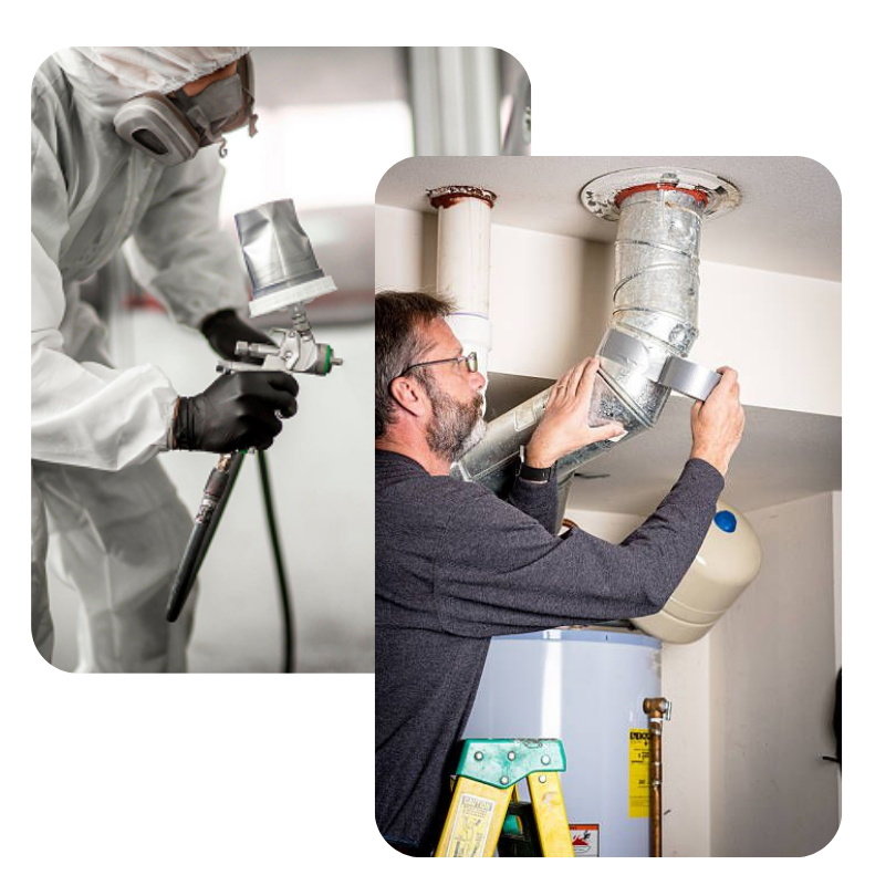 Teknisi melakukan perbaikan saluran AC dan insulasi industri menggunakan lakban duct tape PT Nashua Nusantara