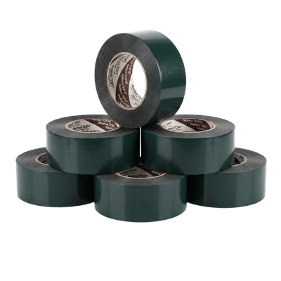 Tumpukan produk lakban double tape PE foam hijau Nashua untuk aplikasi mounting dan industri