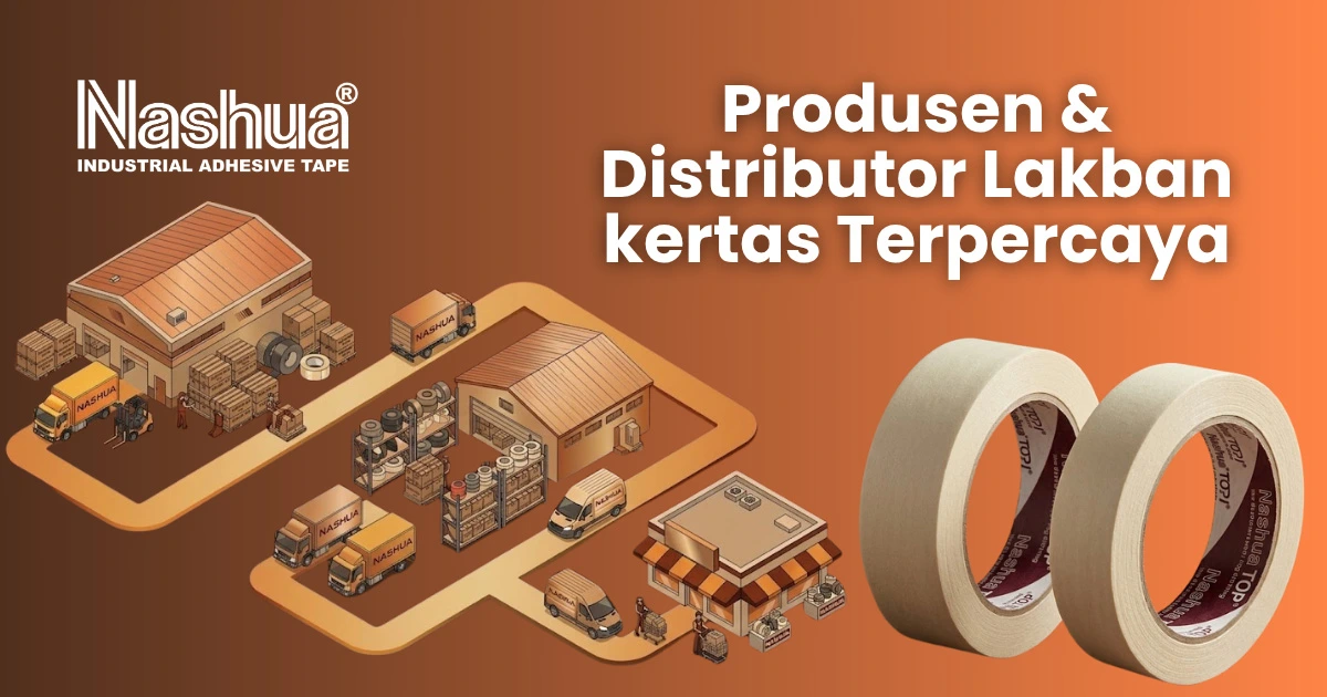 Ilustrasi produk lakban kertas unggulan dari PT Nashua Nusantara selaku Produsen & Distributor Masking Tape industri di JABODETABEK.