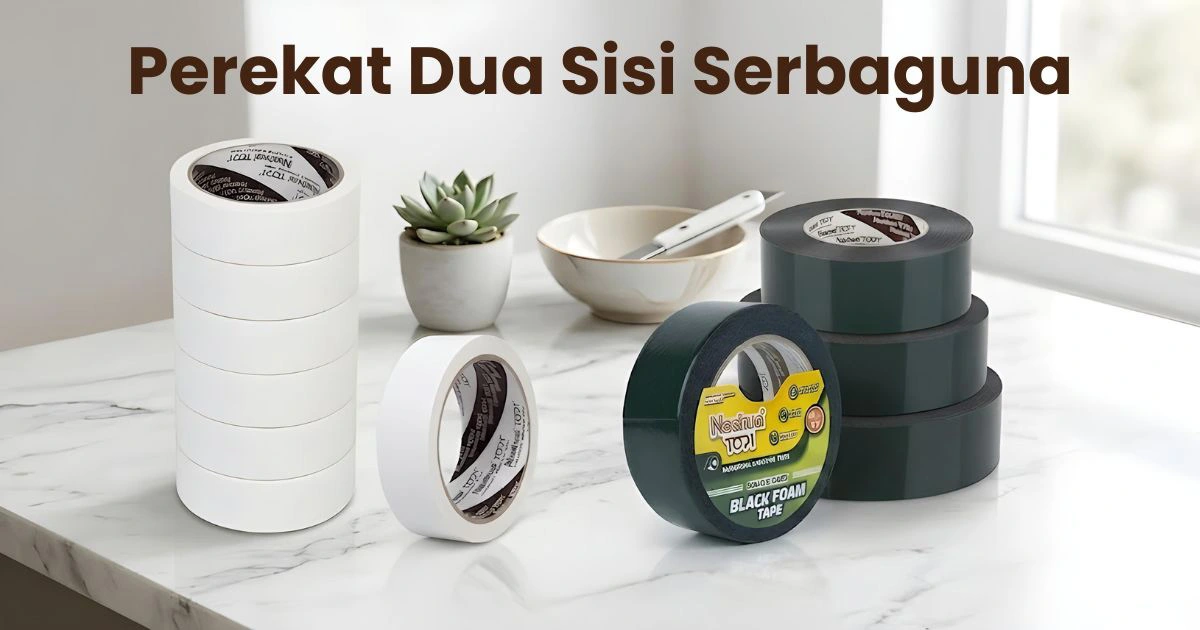 Beberapa gulungan produk Double Foam Tape dari Nashua yang berfungsi sebagai perekat dua sisi serbaguna untuk aplikasi industri.